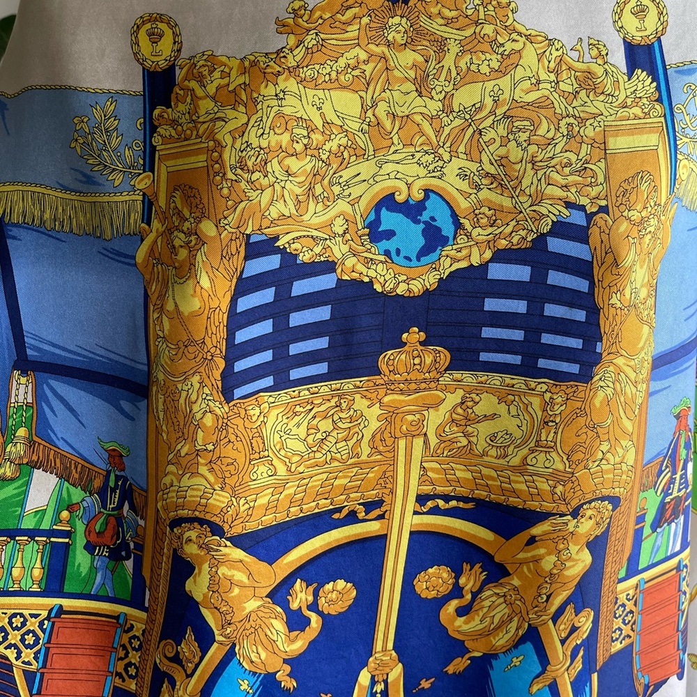 Hermès Vue Du Carrosse La Galere La Reale By H. Grygkar Silk Scarf. - Picture 5 of 16